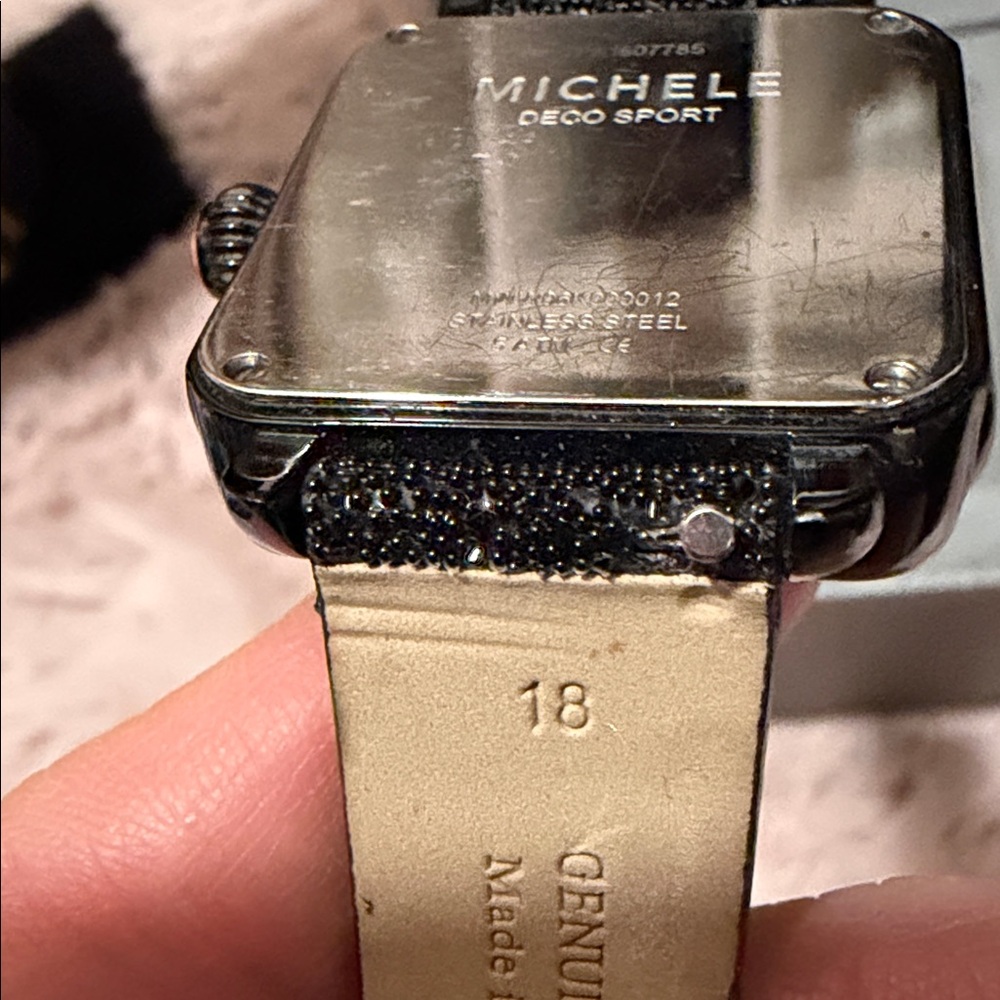 Michele Black Square Dial Watch + one set of straps - Picture 7 of 11
